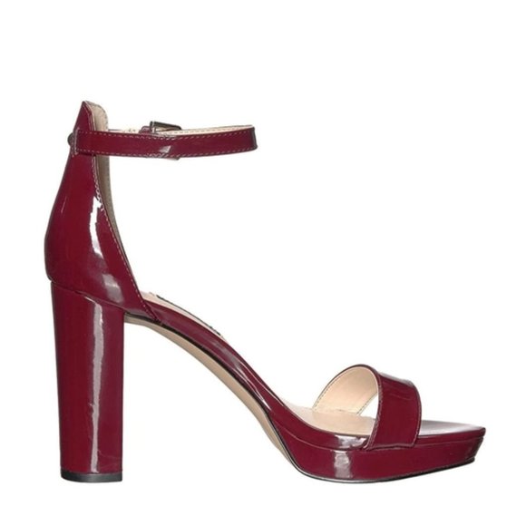 NINE WEST Dempsey 3 Platform Sandal Pumps in Patent Leather Red - Picture 4 of 15